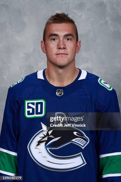 Micheal Ferland of the Vancouver Canucks poses for his official headshot for the 2020-2021 season on September 12, 2019 at Rogers Arena in Vancouver,...