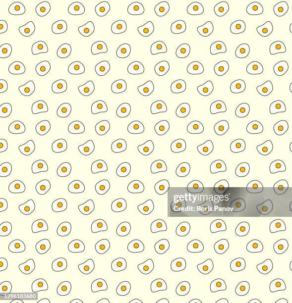 nahtlose ei-muster oder textur für frühstück und brunch restaurant design auf hellen beige und weißen hintergrund - crepe textile stock-grafiken, -clipart, -cartoons und -symbole