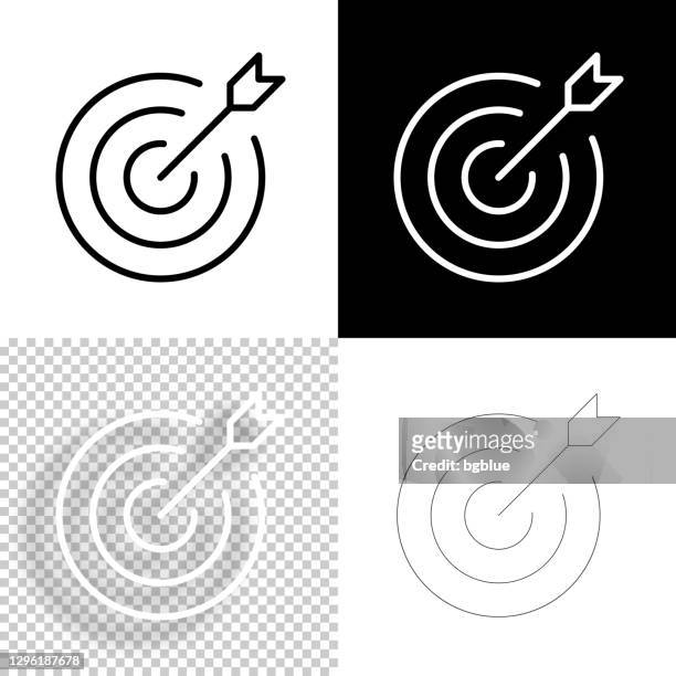 ilustrações de stock, clip art, desenhos animados e ícones de target. icon for design. blank, white and black backgrounds - line icon - dardo