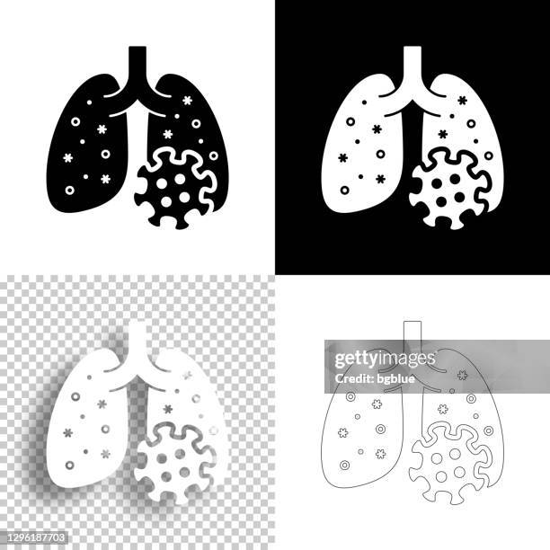 lungs infected with coronavirus. icon for design. blank, white and black backgrounds - line icon - breathing techniques stock illustrations