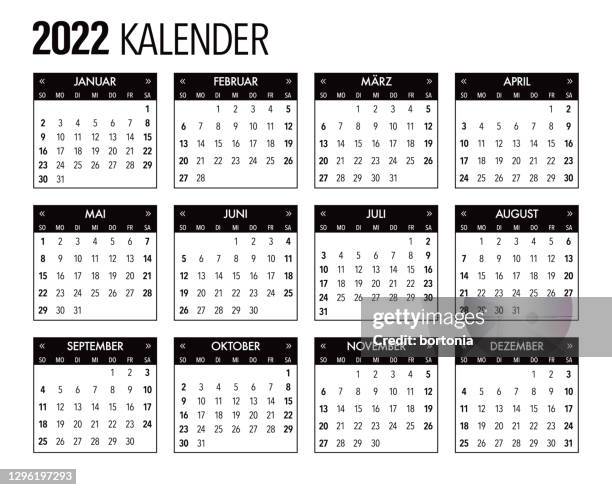 2022 german calendar template design - german language stock illustrations