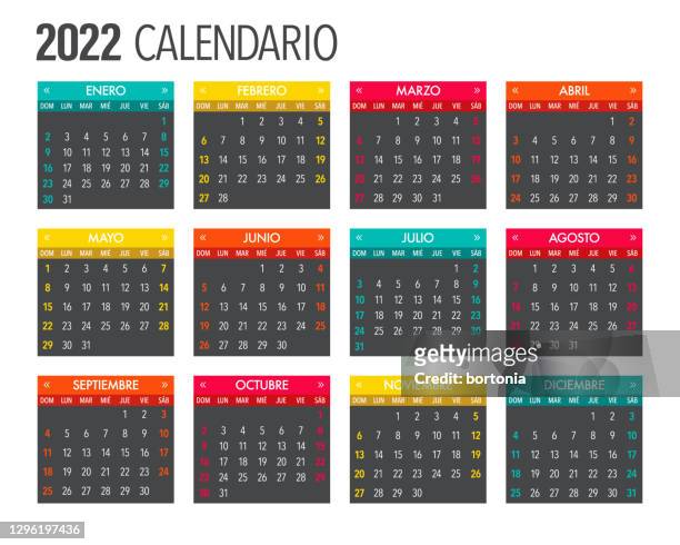 2022 spanish calendar template design - spain stock illustrations