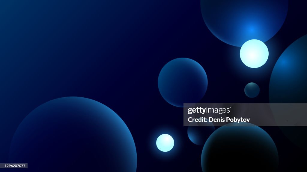 Futuristische abstrakte glühende geometrische 3D-Nahaufnahme-Illustration - Partikel und Atome in der Umgebung.