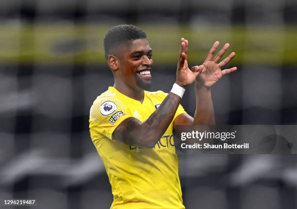 Ivan Cavaleiro of Fulham celebrates after scoring their team's first goal during the Premier League match between Tottenham Hotspur and Fulham at...