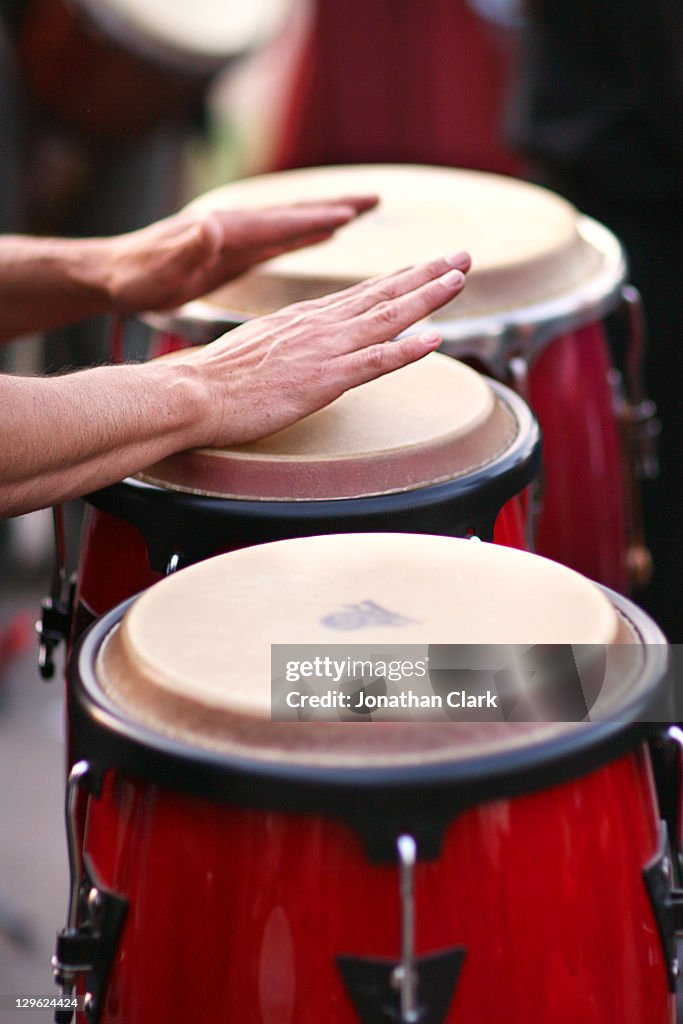 Man playing bongos