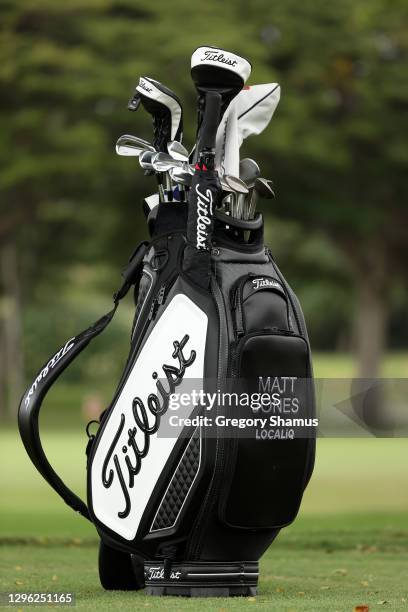 Detailed view of a golf bag belonging to Matt Jones of Australia is seen during the Pro-Am Tournament prior to the Sony Open at Waialae Country Club...