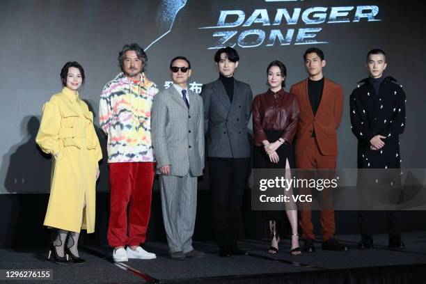 Actor Vic Chou and actress Sandrine Pinna attend a press conference of TV series 'Danger Zone' on January 13, 2021 in Taipei, Taiwan of China.
