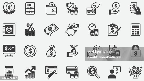 money income concept icons - money safe stock illustrations