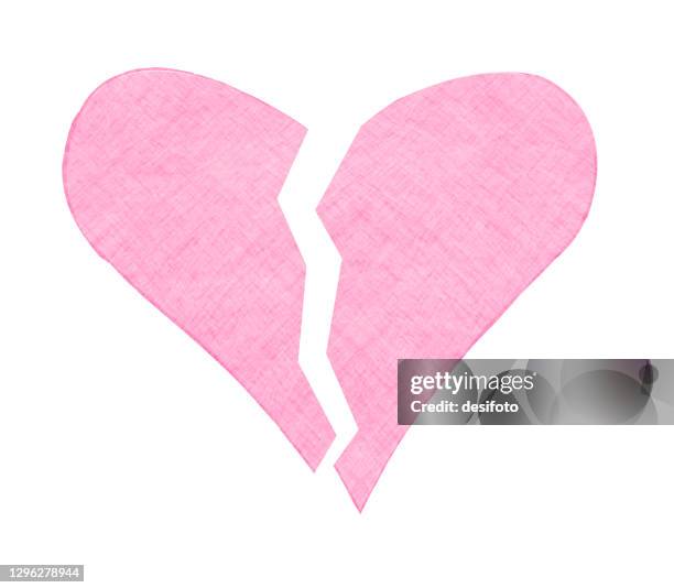 one broken heart vector icon in pink and white color - math problem stock illustrations