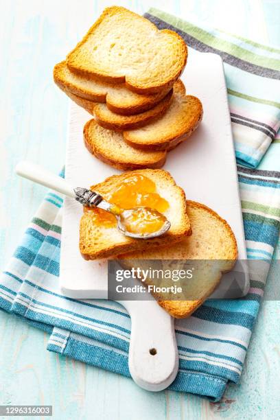 sandwiches: toast and marmelade still life - marmalade sandwich stock pictures, royalty-free photos & images