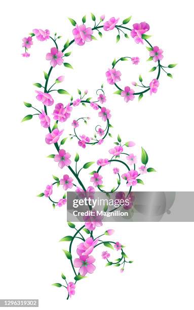 sakura blossom vector - decorating tree outside stock illustrations