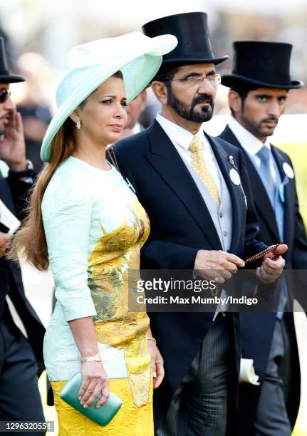 Sheikh Mohammed bin Rashid Al Maktoum and Princess Haya Bint Al Hussein attend Day 2 of Royal Ascot at Ascot Racecourse on June 18, 2014 in Ascot,...