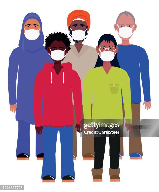 covid-19 facemasks - nhs stock illustrations