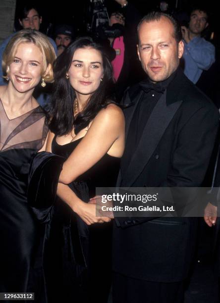 Actors Kelly Preston, Demi Moore and Bruce Willis at the 32nd New York Film Festival screening of 'Pulp Fiction', Avery Fisher Hall, Lincoln Center,...