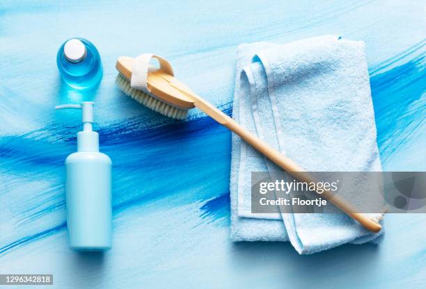 bath: toiletries still life - scrubbing brush stock pictures, royalty-free photos & images