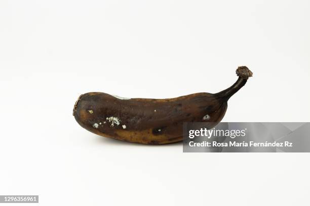 molded flattened banana on white background . - rest cure stock-fotos und bilder