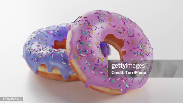 two donuts on white background - plain donut stock pictures, royalty-free photos & images