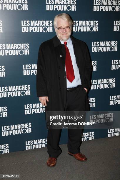 Philip Seymour Hoffman attends 'The Ides of March' Paris Premiere at Cinema UGC Normandie on October 18, 2011 in Paris, France.