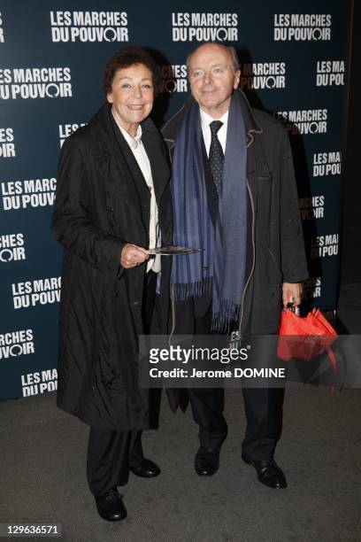 Jacques Toubon and wife Lise Toubon attend 'The Ides of March' Paris Premiere at Cinema UGC Normandie on October 18, 2011 in Paris, France.