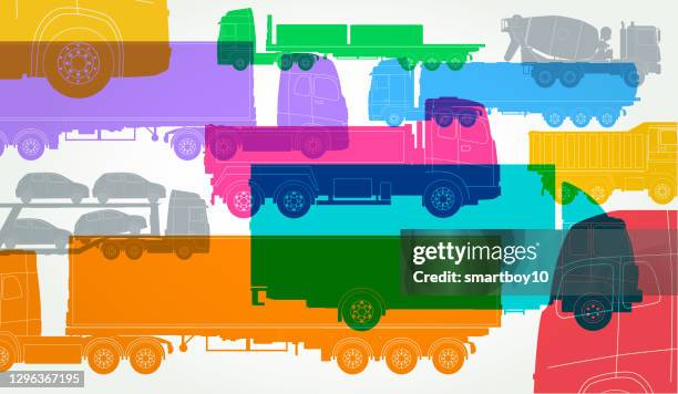 lorries or trucks - border crossing trucks stock illustrations