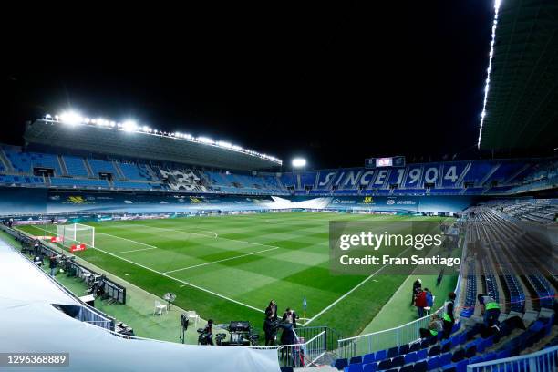 General view inside the stadium prior to the Supercopa de Espana Semi Final match between Real Madrid and Athletic Club at Estadio La Rosaleda on...