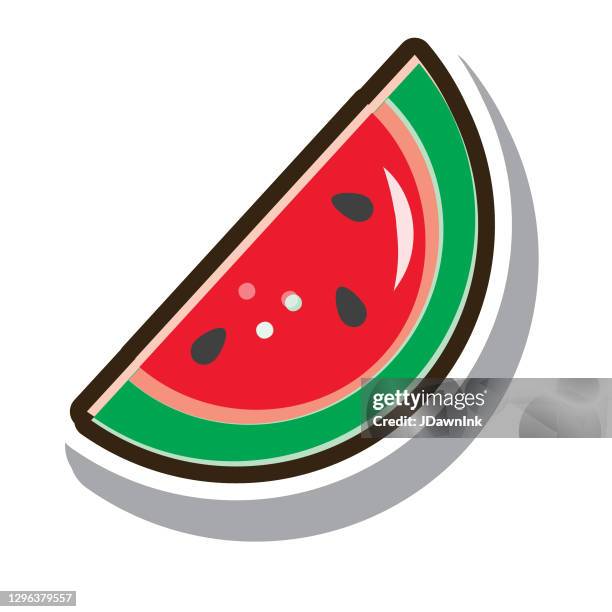 slice of watermelon fruit isolated on white - melon slice stock illustrations