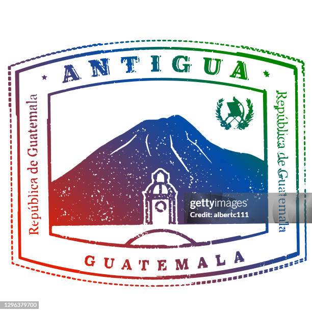 antigua guatemala reisestempel - antigua guatemala stock-grafiken, -clipart, -cartoons und -symbole