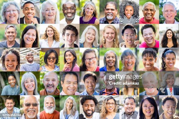 diverse human faces - diverse large group of people stock pictures, royalty-free photos & images