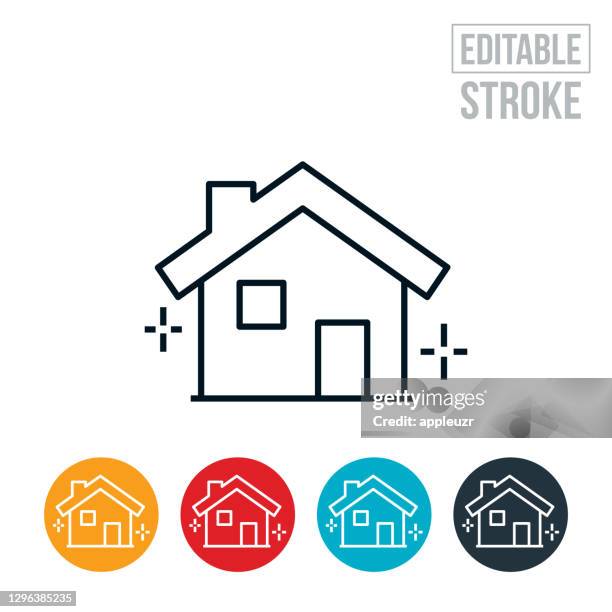 stockillustraties, clipart, cartoons en iconen met pictogram clean house thin line - bewerkbare lijn - clean house