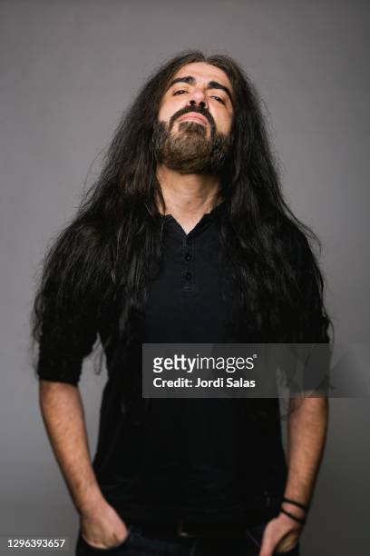 portrait of a heavy metal adult man - heavy metal stock pictures, royalty-free photos & images