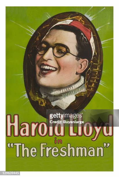 Harold Lloyd Comedy on a poster that advertises the movie 'The Freshman,' 1925.