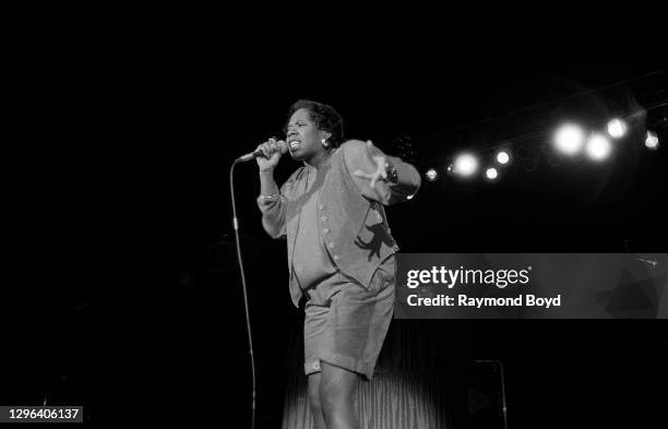 Rapper Heather B. Of Boogie Down Productions performs at Mecca Arena in Milwaukee, Wisconsin in September 1990.