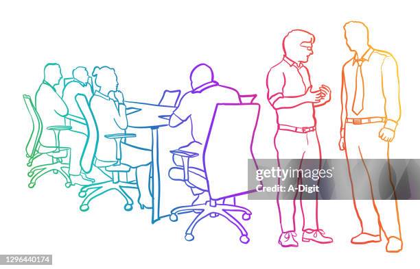 pre-meeting business conversation rainbow - board meeting presentation stock illustrations