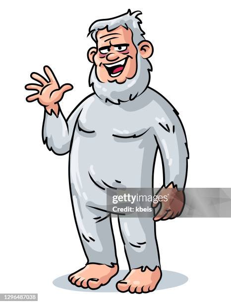 cheerful yeti - bigfoot snow stock illustrations