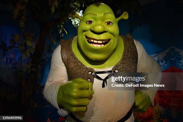 Wax figure of Shrek is seen at Madame Tussauds Wax Museum on October 09, 2020 in Istanbul, Turkey.