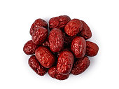 Close up of red dates (jujube) isolated on white background.