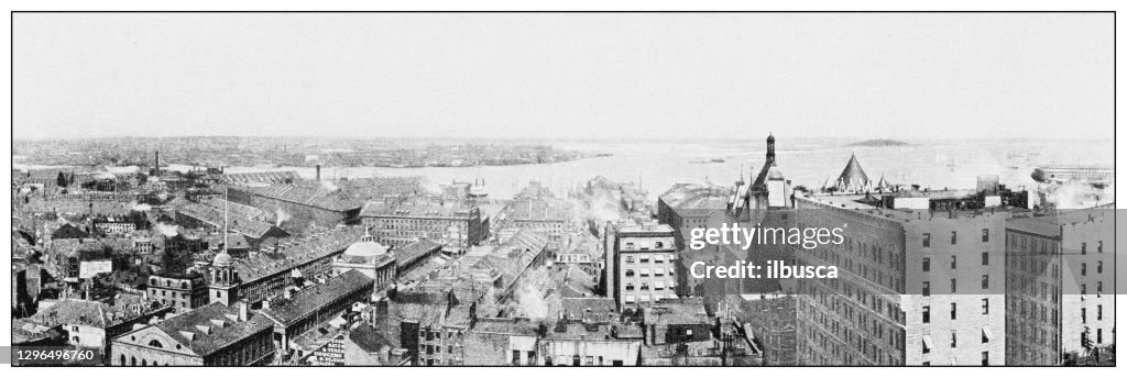 Antique black and white photograph of Boston, Massachusetts: Aerial View