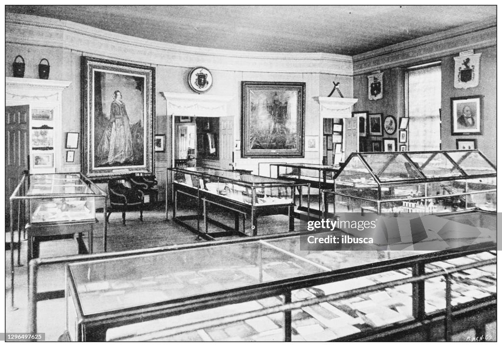 Antique black and white photograph of Boston, Massachusetts: Relic Room, Old State House