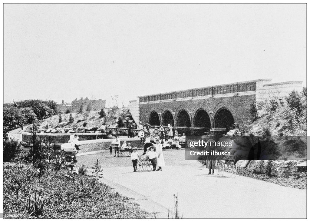 Antique black and white photograph of Boston, Massachusetts: Stony Brook Bridge - Back Bay Fens