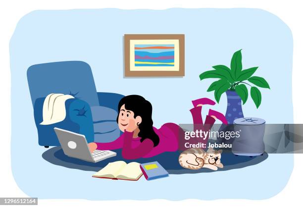 confinement and comfort at home office - file room stock illustrations