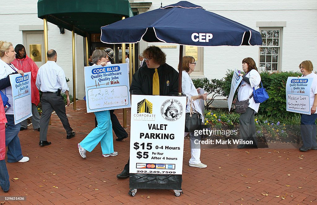 Nurses Rally Against Cuts In Medicaid And Medicare At RNC Headquarters