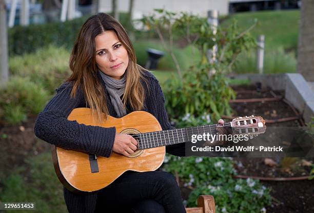 Cecile Simeone poses for Photo session at Porte de Versailles on October 19, 2011 in Paris, France.