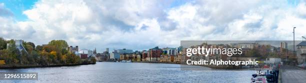 xxxl panoramic of the river tyne viewed from ouseburn - newcastle town moor stock pictures, royalty-free photos & images