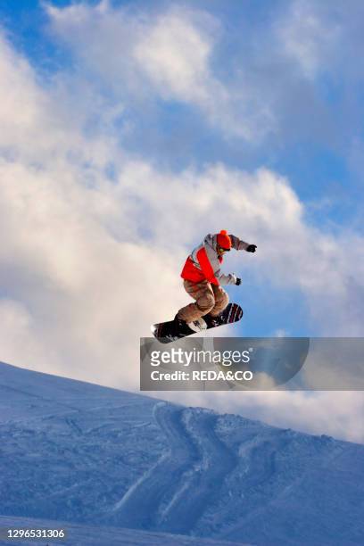 Snowboarder. Pratonevoso. Piedmont. Italy.
