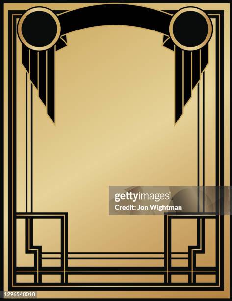 stockillustraties, clipart, cartoons en iconen met art deco-stijlsjabloon met ruimte voor tekst - stijl van de roaring twenties