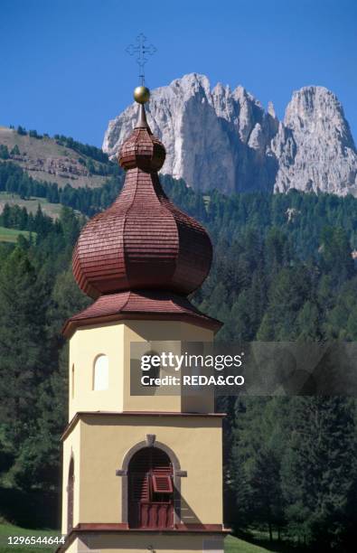 Alpine church. Soraga. Val di Fassa. Trentino Alto Adige. Italy.