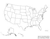 Line Art Map Of The United States