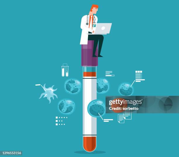 laboratory - blood cells - platelets microscope stock illustrations