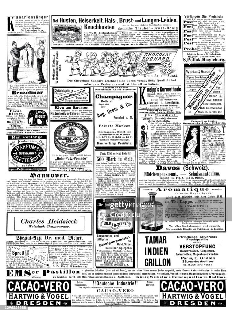 Ads from 1892 in a German magazine