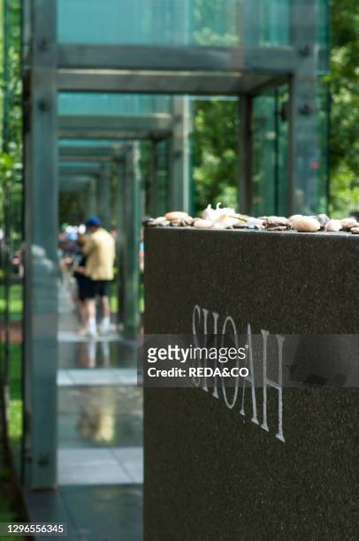 Boston. Downtown. Monumento all'Olocausto in Union Street. The New England Holocaust Memorial in Boston. Massachusetts is dedicated to the Jewish...